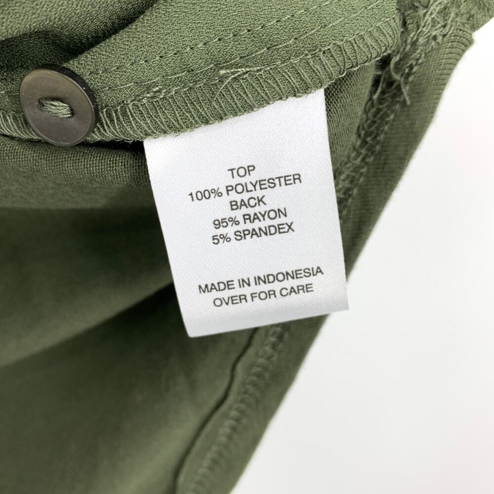 Fortune + Ivy Stitch Fix Olive Green Zip Front Blouse Womens Small Roll Tab NWT - Picture 7 of 7